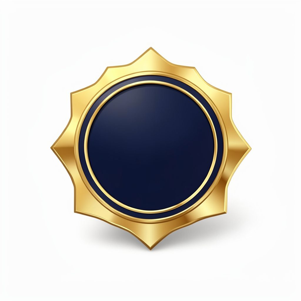 Halal certification seal icon in gold and navy